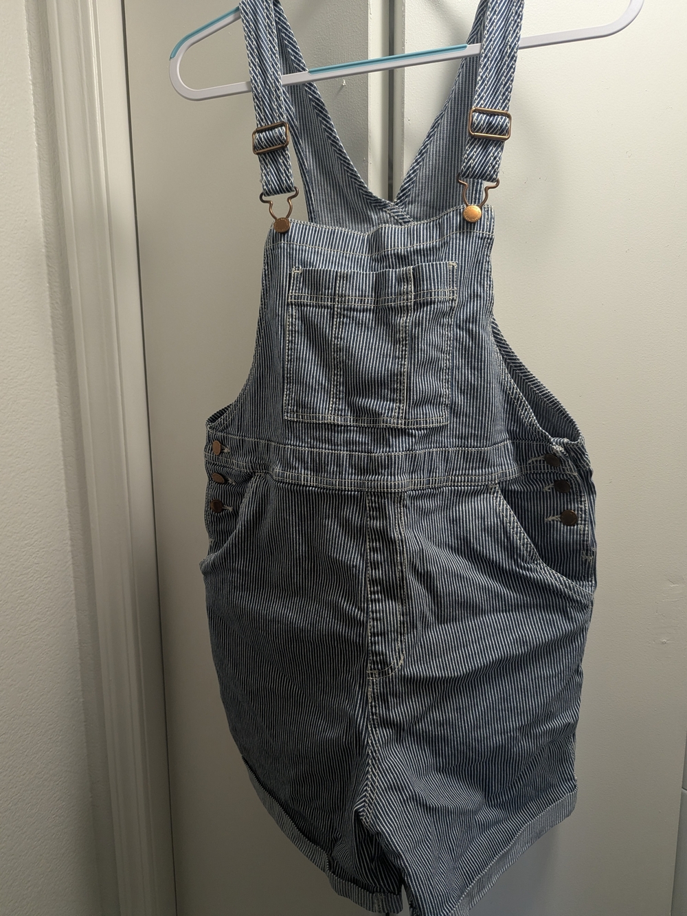 Striped Blue Striped Overalls One-Piece